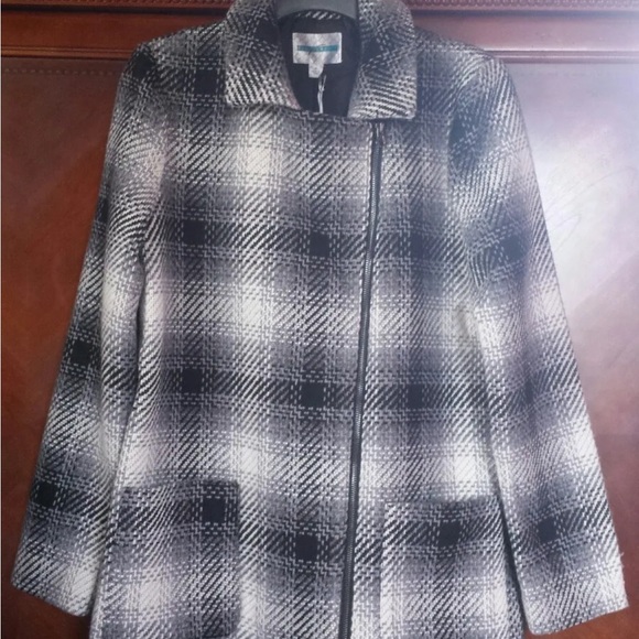 NWT! Women's Coat Piperlime By Pim + Larkin -black, white, gray plaid Medium - Picture 4 of 9